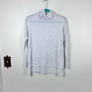 Lucky Brand Women's Light Gray Relaxed Fit Funnel Neck Knit Split Hem Top XS